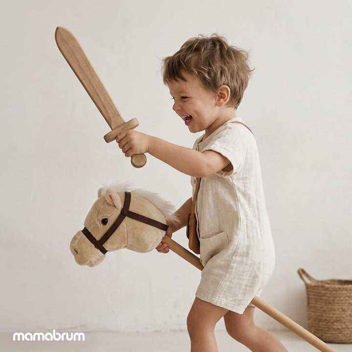 Mamabrum Hobby Horse - beiges Steckenpferd für Kinder, 80 cm | Beige - 80 cm