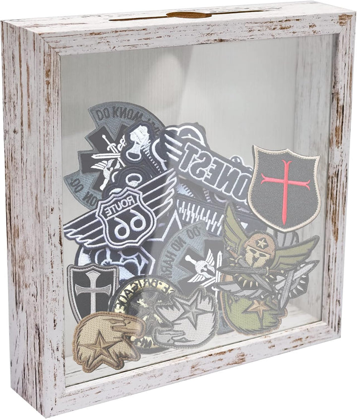 FramePro Kleine Schattenbox Muschel-Kollektion, Weiss, 20,3 x 20,3 cm, mit Schlitz, Filmreise, Sport