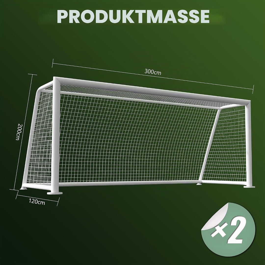 Fussballtor tornetz, Tornetz 300x200cm 2 Pack, Robuste Netze, Polypropylenfaser für Fussballtor Spor