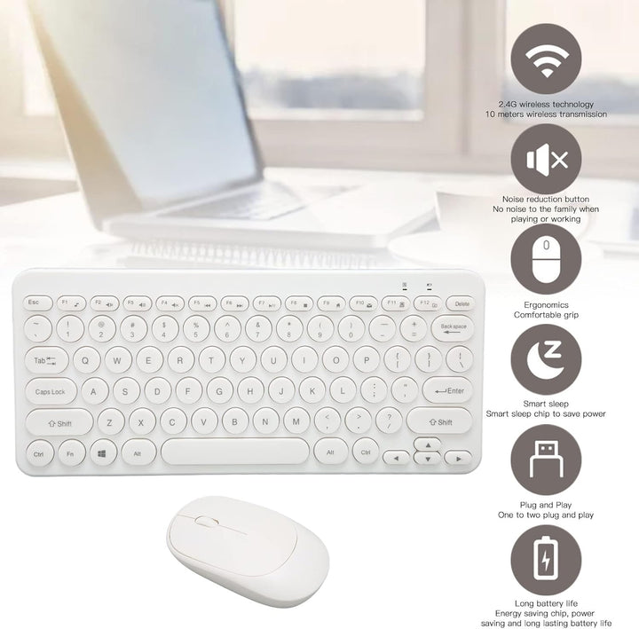ciciglow Kabellose Tastatur- und Maus-Kombination, 2,4 GHz Kabellose Ergonomische Tastatur-Maus 78 T