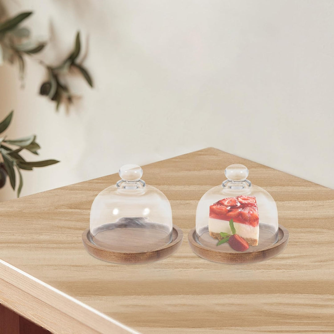 BESTonZON Glasglocke mit Teller Mini Kuchenst?nder mit Glasglocke Kuchen Dessert Obst Cupcake Glasha