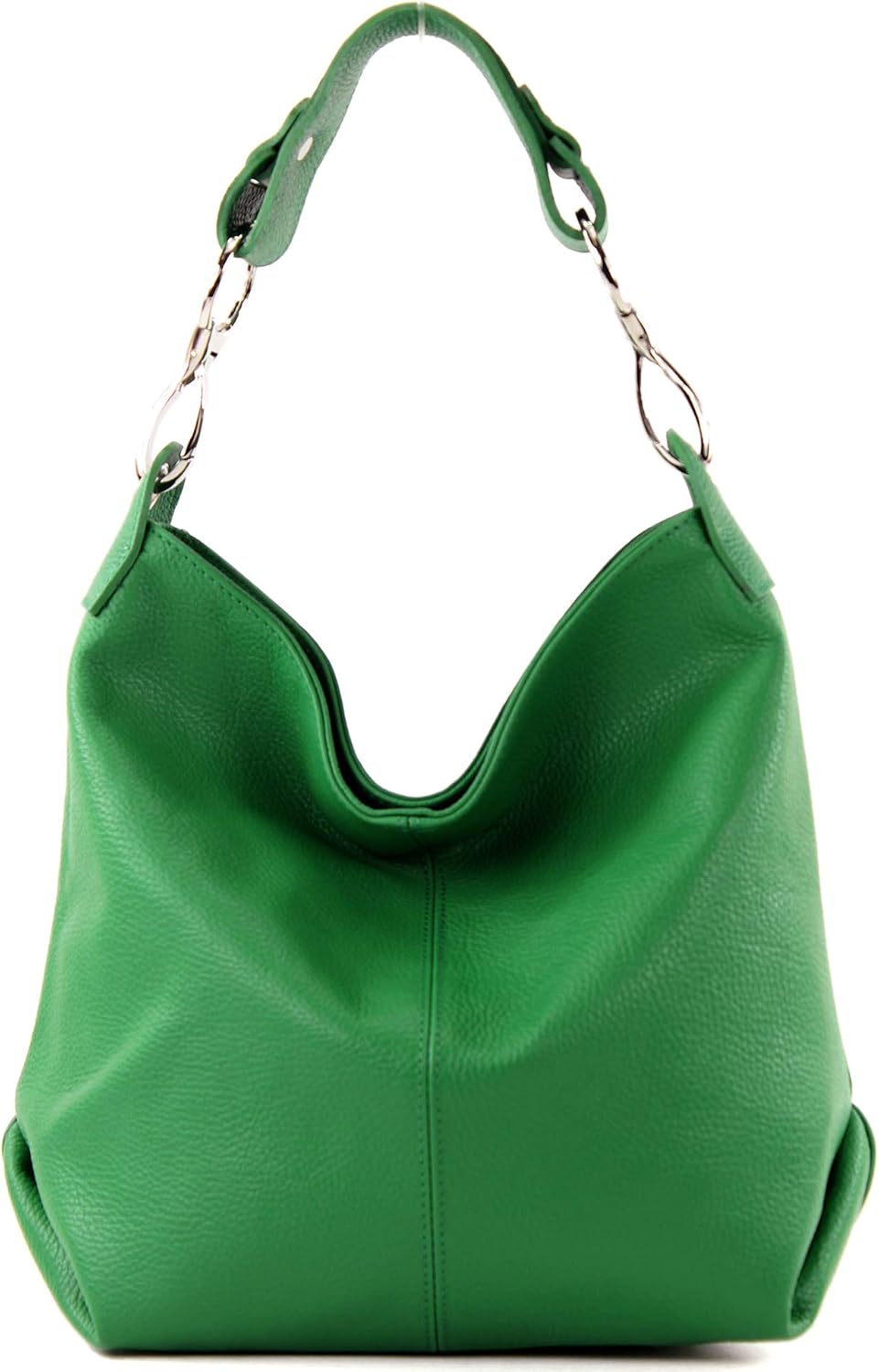 modamoda de T168 Damen Leder Schultertasche, handmade in Italy Blattgrün, Blattgrün
