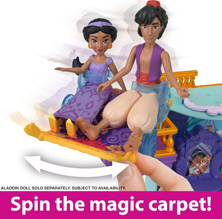 Mattel Disney Prinzessin-Spielzeug, Jasmins Stapelschloss Puppenhaus-Spielset mit kleiner Puppe, 2 F