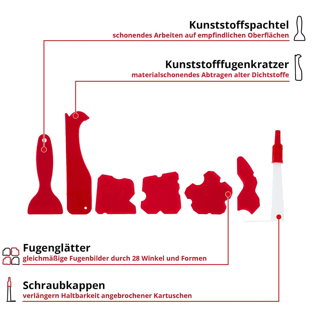 Einhell Silikonreparatur-Set, 22-tlg. (Kartuschenpresse mit 360° drehbarer Kartuschenaufnahme, 4 Fug