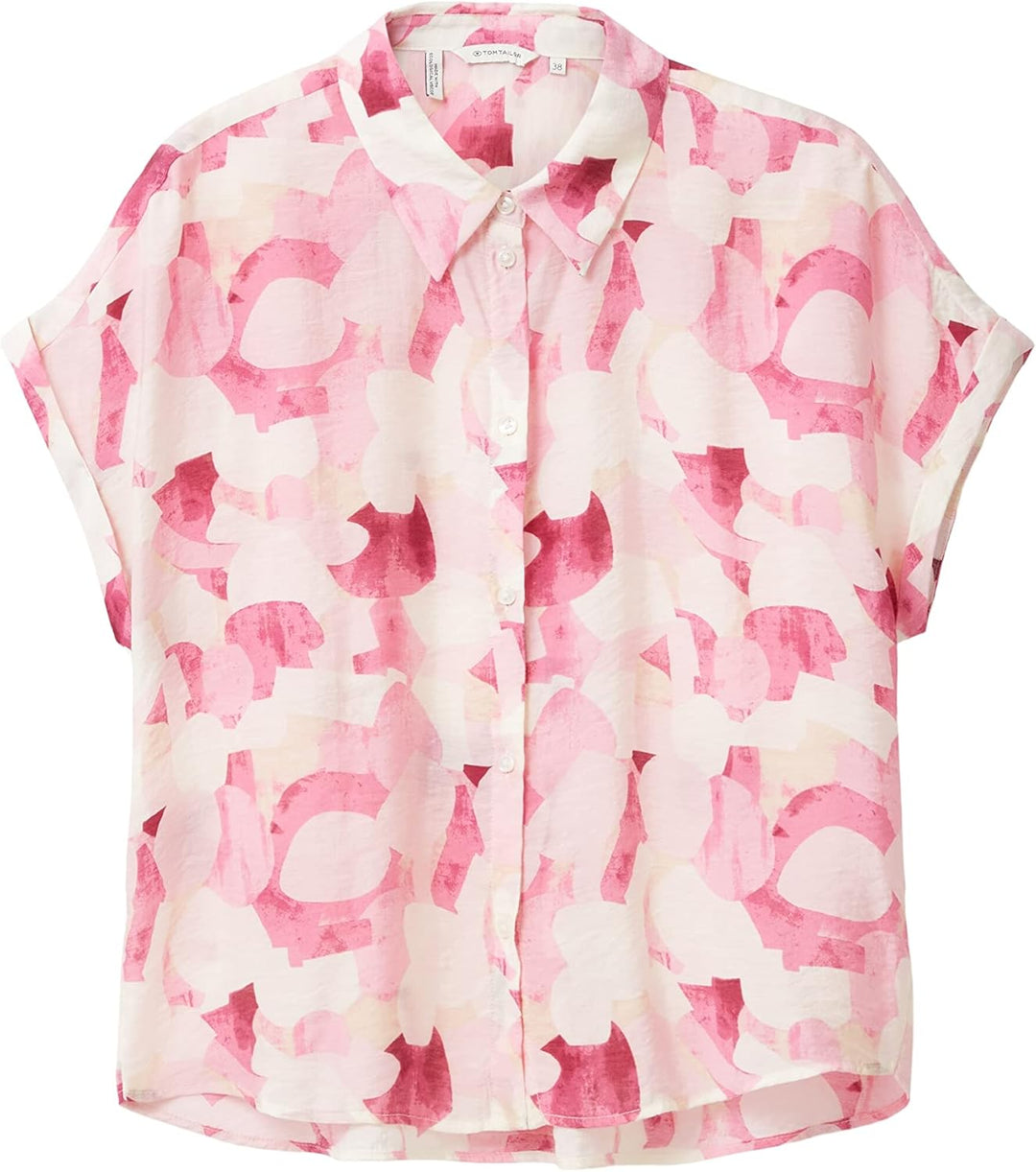 TOM TAILOR Damen Bluse mit Muster, 31803 - Pink Shapes Design