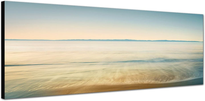 Paul Sinus Art Panoramabild auf Leinwand und Keilrahmen 150x50cm Meer Strand Vintage
