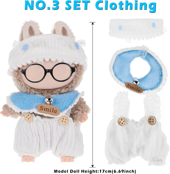 Insgesamt 6 Sets Puppenkleidung Outfits Zubehör für 17cm Puppen Inklusive: 5 Hut, 1 Haarpinne, 6 Top