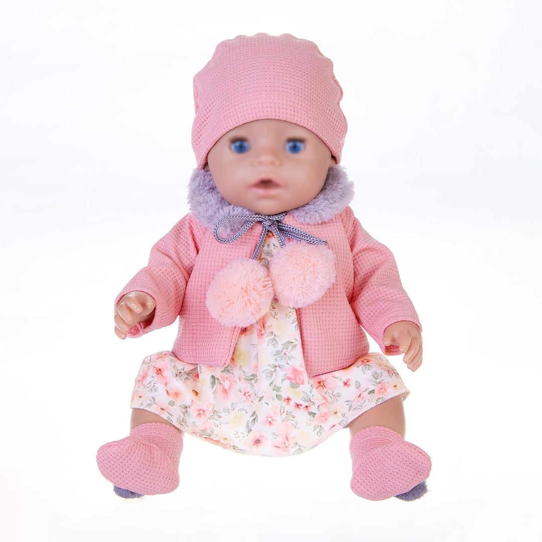 Puppenkleidung für 36-43 cm Baby Puppen mit Hut Mantel Kleid und Socken (Keine Puppe)