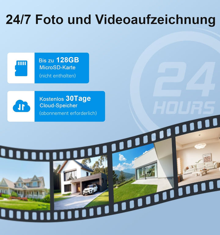 2K Überwachungskamera Aussen WLAN Dualband 2,4/5 GHz Kamera Überwachung Aussen, Farb-Nachtsicht, Bew