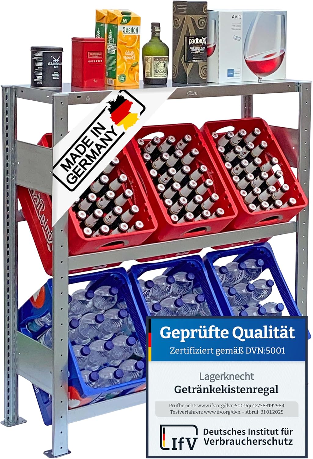 Lagerknecht Getränkekistenregal 6 Kisten Made in Germany professionelle Ordnung für Kisten Regal für