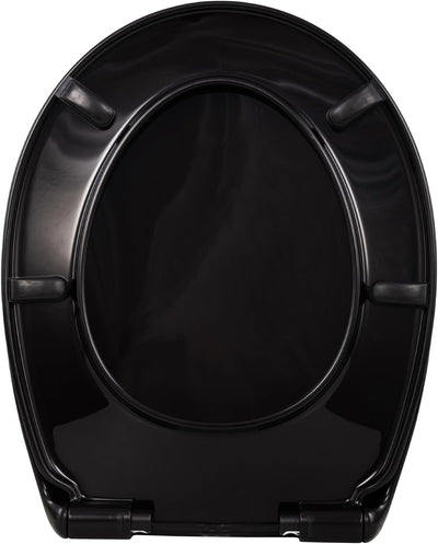 'aquaSu® Schwarzer Toilettendeckel nachhaltig Davoli, WC-Sitz mit Absenkautomatik, Made in EU, aus 1