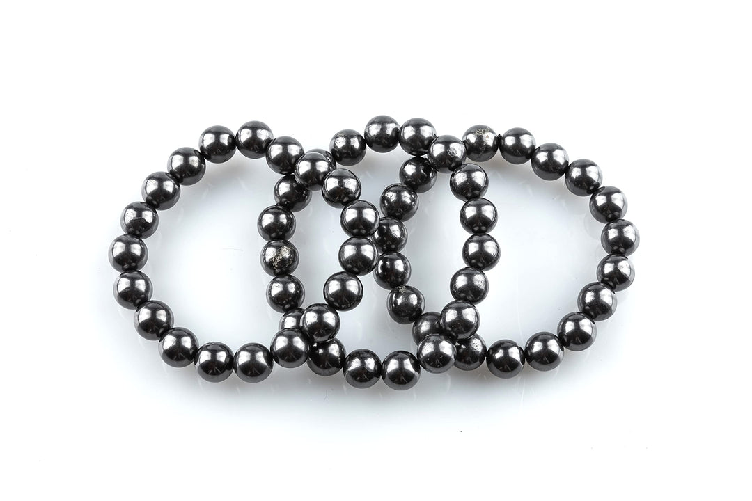 KASHU Edelstein Schungit direkt aus Karelien: 3 x Armband "Schwarze Perle"