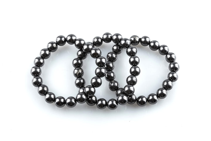 KASHU Edelstein Schungit direkt aus Karelien: 3 x Armband "Schwarze Perle"