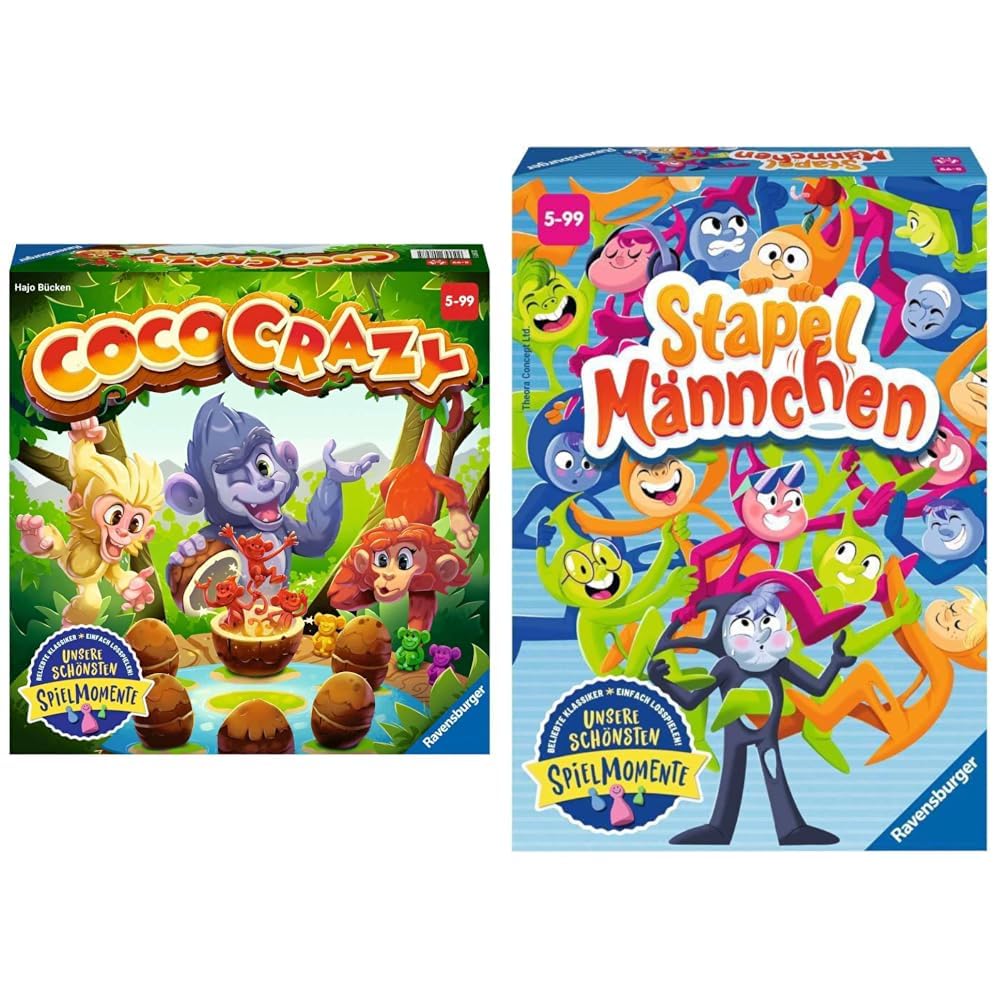 Ravensburger 20897 - Coco Crazy, Brettspiel für Kinder ab 5 Jahren & 20854 Stapelmännchen - Geschick