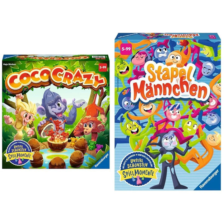 Ravensburger 20897 - Coco Crazy, Brettspiel für Kinder ab 5 Jahren & 20854 Stapelmännchen - Geschick