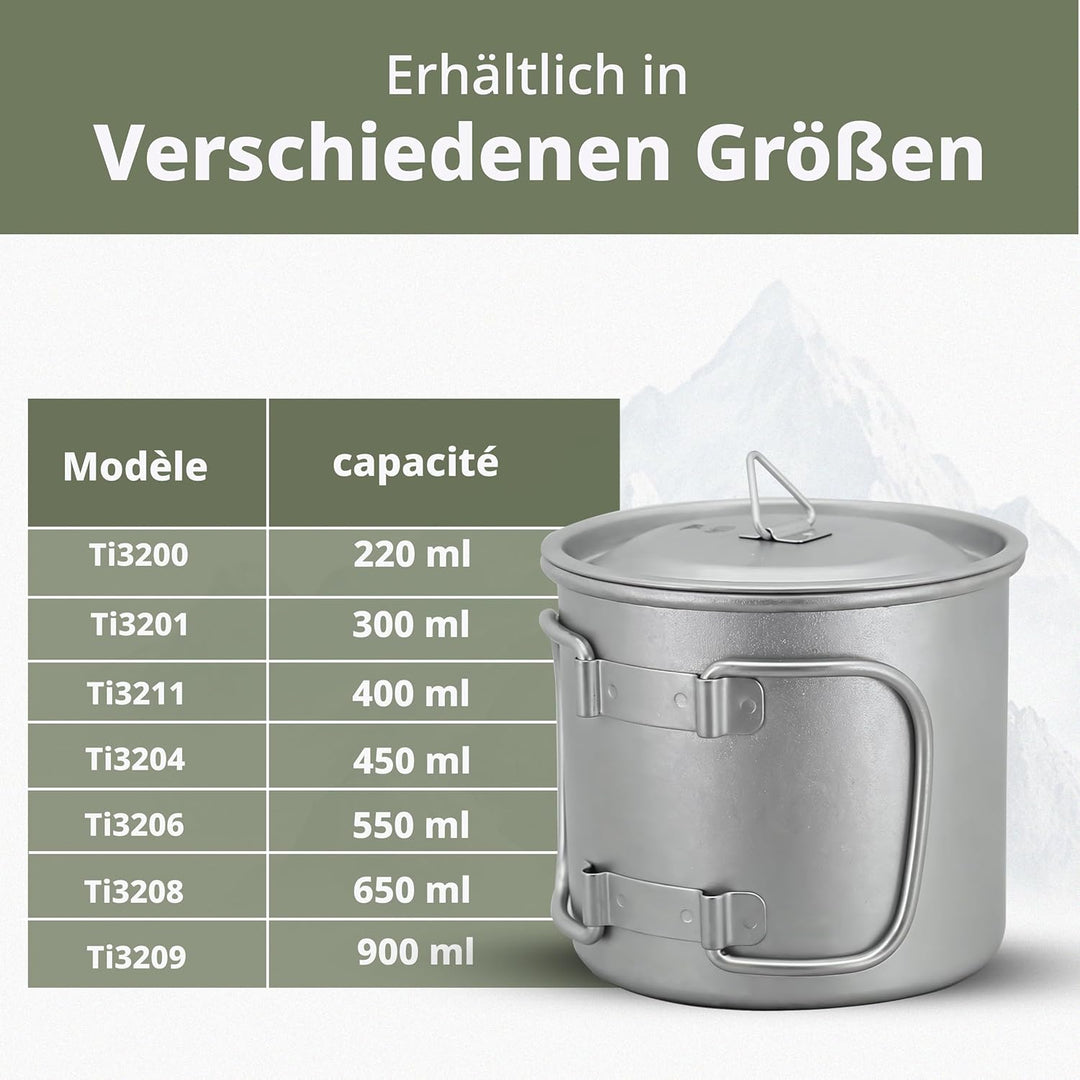 Keith Titanium Einwandiger Titanbecher, Tragbarer Kaffeebecher mit Deckel & klappbarem Henkel, Trink