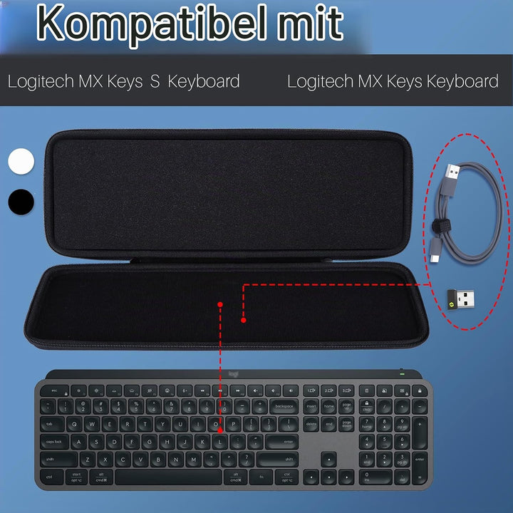 Hart Reise Schutz Hülle Etui Tasche für Logitech MX Keys S/MX Keys Illuminated/MX Keys S Plus Tastat