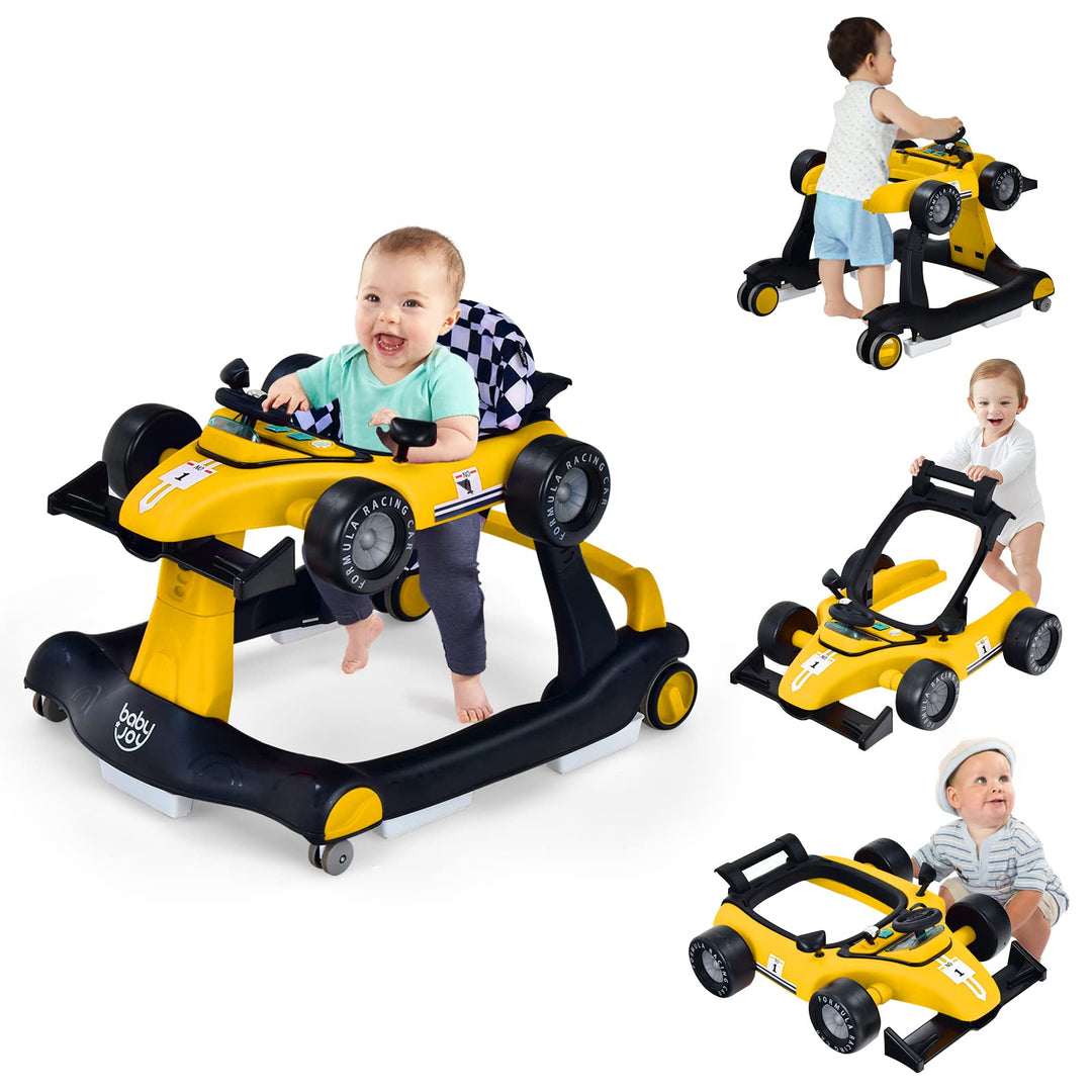 GOPLUS 4 in 1 Baby Lauflernhilfe, Lauflernwagen höhenverstellbar mit Licht &amp; Musik, Baby Walker Auto