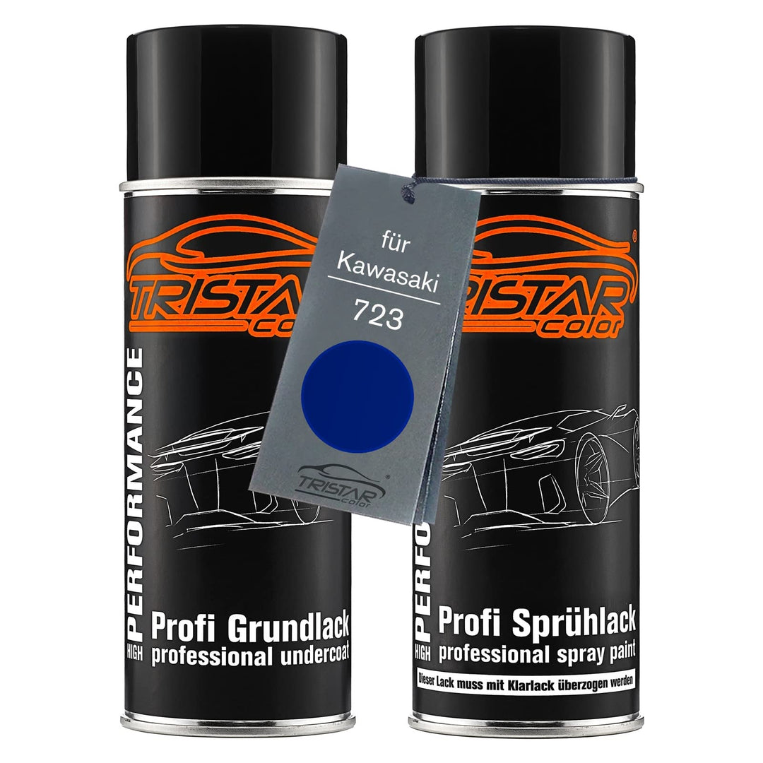 TRISTARcolor Motorradlack Spraydosen Set für Kawasaki 723 Candy Plasma Blue Grundlack Basislack Sprü
