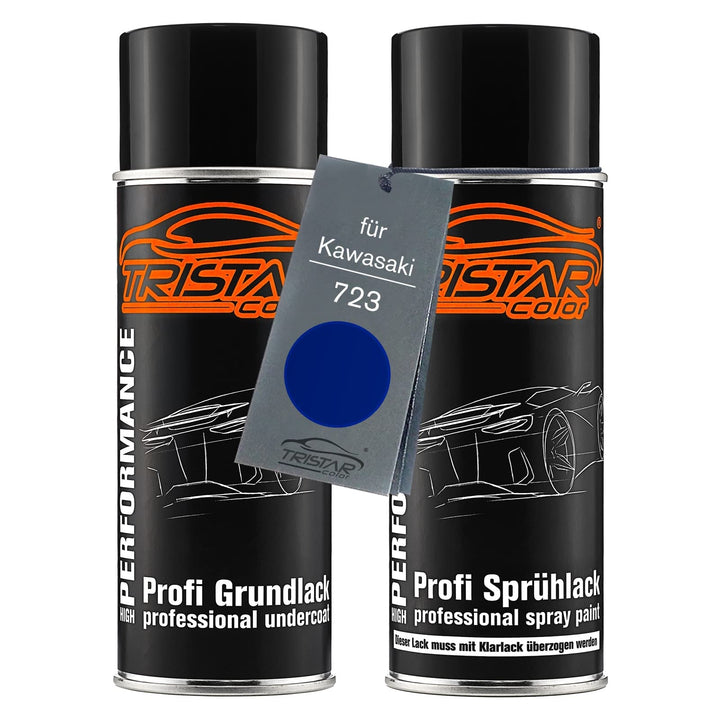 TRISTARcolor Motorradlack Spraydosen Set für Kawasaki 723 Candy Plasma Blue Grundlack Basislack Sprü