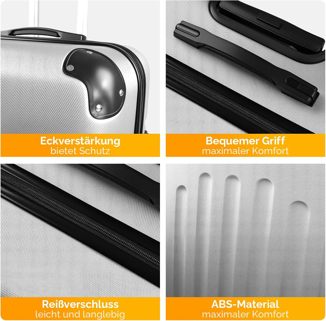 Bonnlo Kofferset 3 Teilig, Hartschale Koffer Set, Reisekoffer mit 4 Rollen, ABS-Trolley M-L-XL, mit