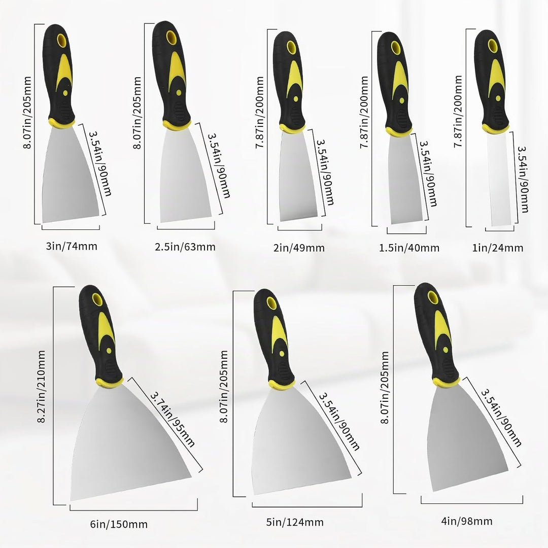 8 Stück Spachtel Set - Edelstahl Malerspachtel Spachtel Set mit Kunststoffgriff - Rostfrei Gipser Sp