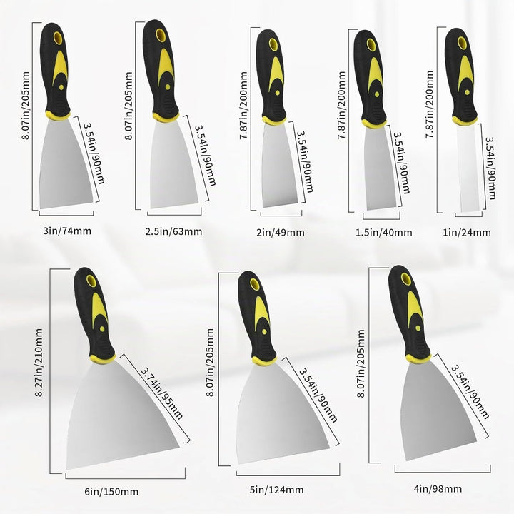 8 Stück Spachtel Set - Edelstahl Malerspachtel Spachtel Set mit Kunststoffgriff - Rostfrei Gipser Sp