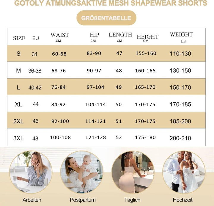 Gotoly Damen Shapewear Bauchweg Unterhose Formend Miederhose Hohe Taille Unterwäsche Miederpant Figu