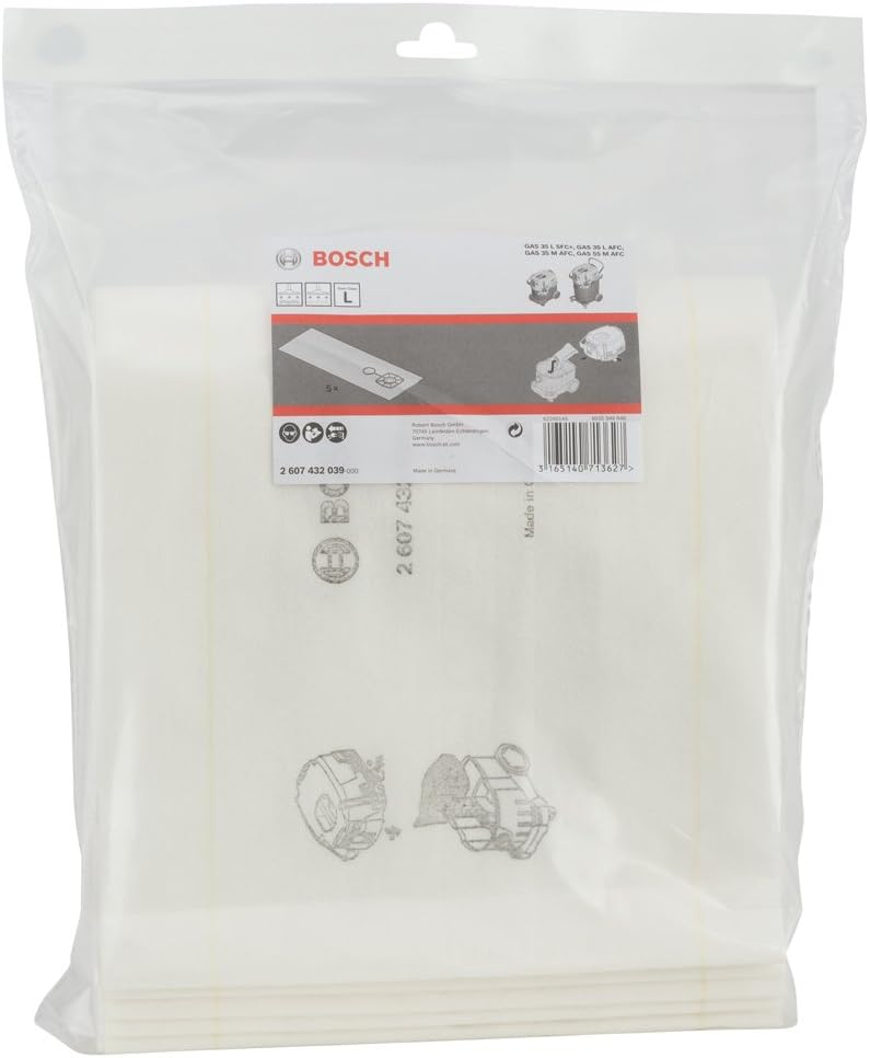 Bosch Accessories Bosch Professional 5x Nassfilterbeutel (für GAS 35 L AFC/L SFC+/M AFC, Gas 55 M AF