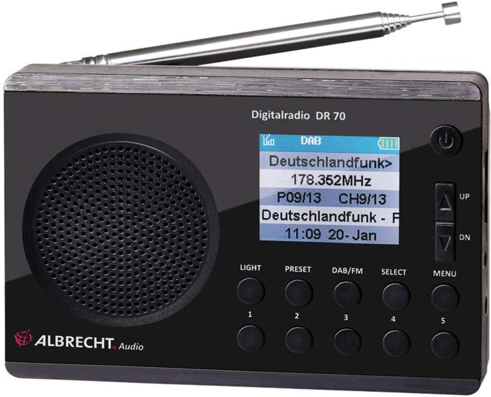 Albrecht 27370 DR70 Digitalradio (DAB+/UKW, 230V, Batteriebetrieb) schwarz