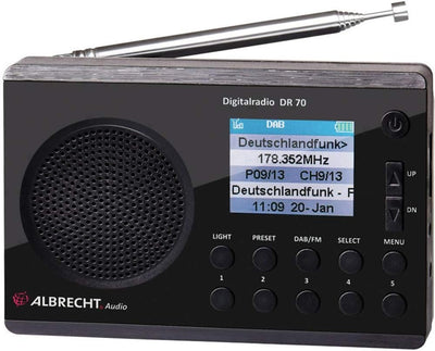Albrecht 27370 DR70 Digitalradio (DAB+/UKW, 230V, Batteriebetrieb) schwarz