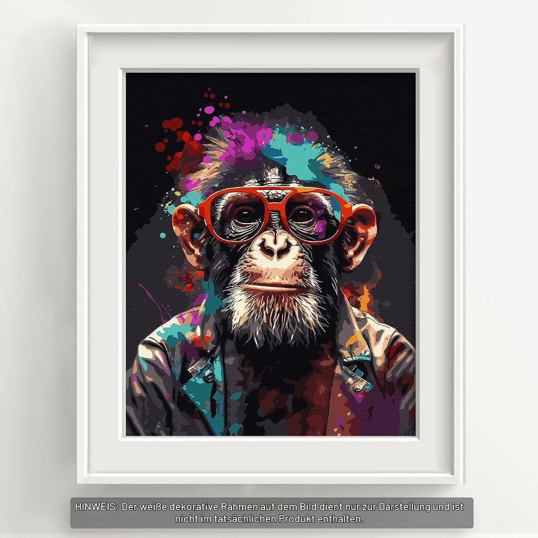 Bougimal Malen Nach Zahlen Erwachsene Tiere Ohen Rahmen inklusive Pinsel und Acrylfarben - 40 x 50 c