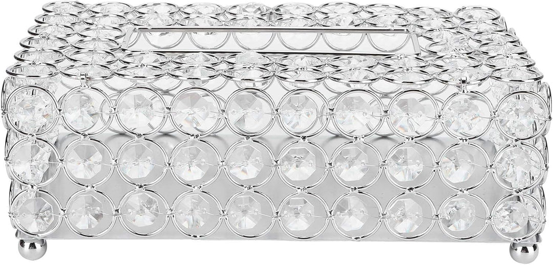 Kristall Komestikbox 22 × 13 × 8 cm Rechteckig Silber Deko Taschentuchbox, Metall Strasssteine Glitz