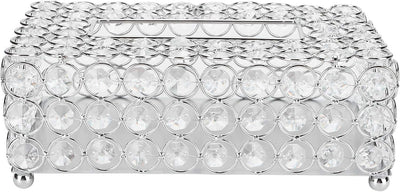 Kristall Komestikbox 22 × 13 × 8 cm Rechteckig Silber Deko Taschentuchbox, Metall Strasssteine Glitz