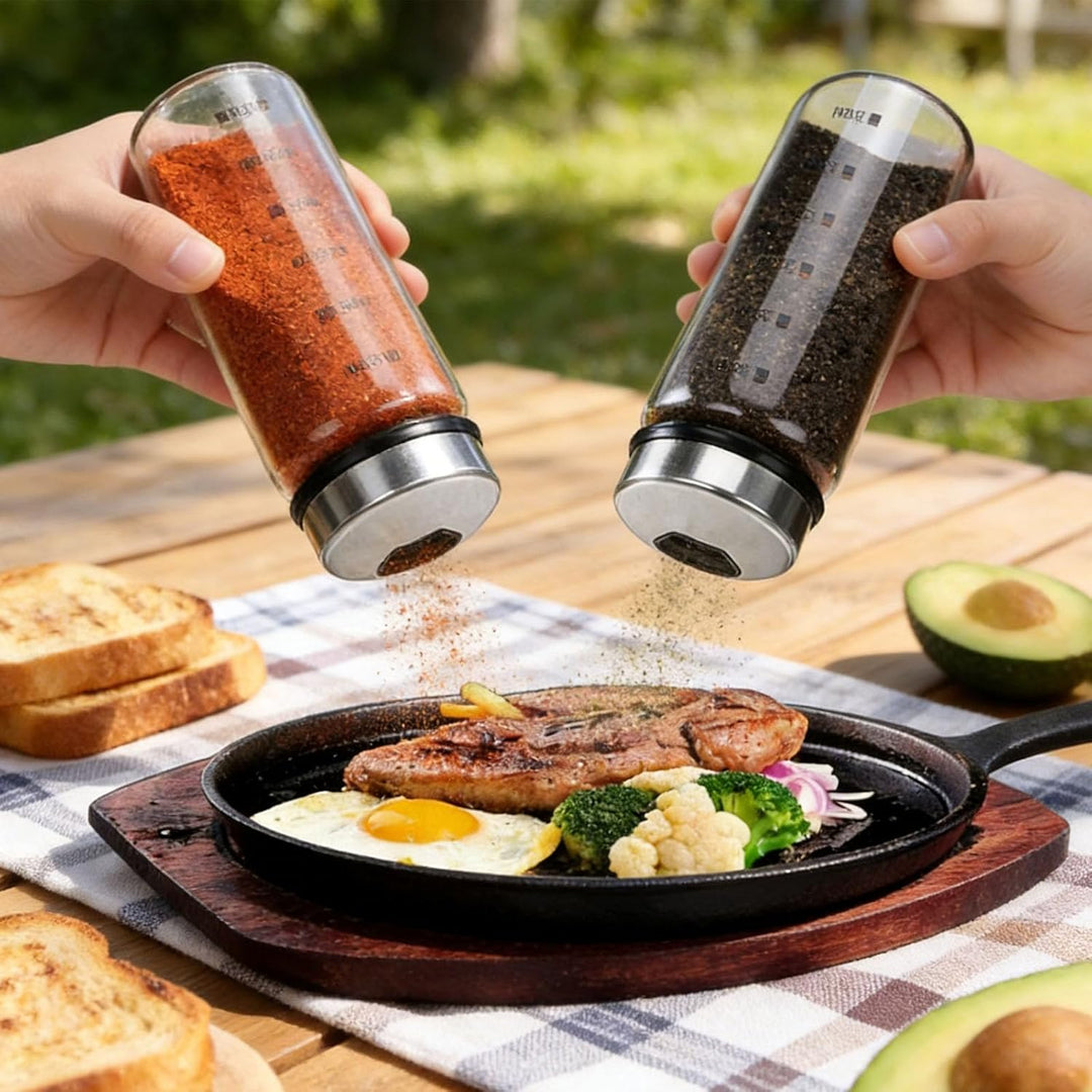 4 Stück Gewürzgläser mit Drehdeckel, 300ml Gewürzstreuer Glas, Borosilikatglas Gewürzstreuer, Salz u