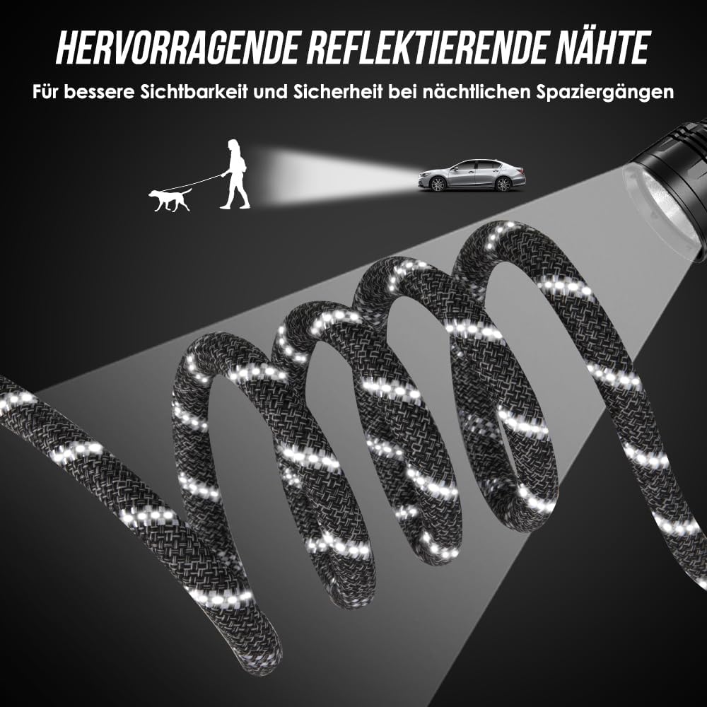 Hundeleine 3m für Kleine mittelgrosse Hunde, 8in1 Schleppleine mit 3 Verstellbare Schnalle und Griff