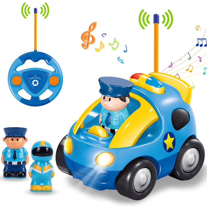 Pup Go Kids Fernbedienung Cartoon Polizeiauto - Radio Control Rennwagen Spielzeug mit Musik und Lich