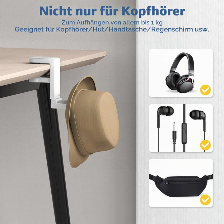KIWIFOTOS Kopfhörer Halterung Halter Unter dem Tisch, Kopfhörer Ständer Kopfhörer Haken für Home-Off