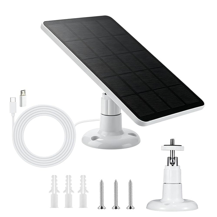 Solarpanel für Eufy Kamera, 3W Solarpanel für Ring Kamera, Solar Ladegerät 6V mit Micro USB &amp; USB-C
