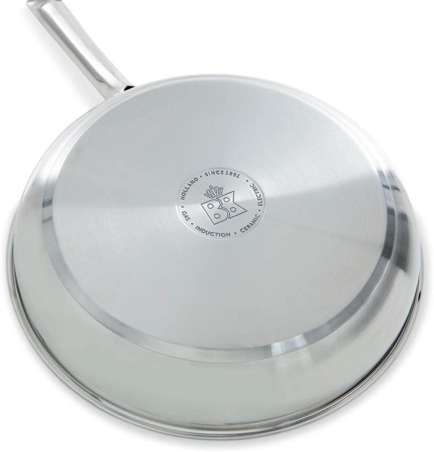 BK Cookware Allround Satinierte Edelstahl-Keramik-Antihaft-Pfanne (28 cm) mit Deckel, induktionsgeei