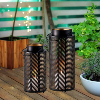Marrakesch 2er Set Gartenwindlicht Windlicht 33 cm und 25 cm | Windlichter für Draussen Arvid gross