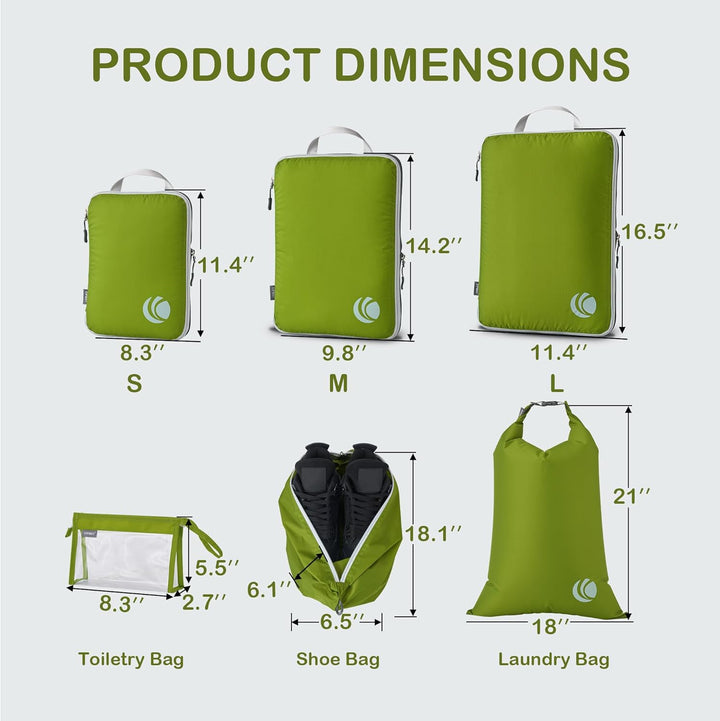Cipway Kompression Koffer Organizer Set für Rucksack ，Ultraleichte Packtaschen Compression Packing C