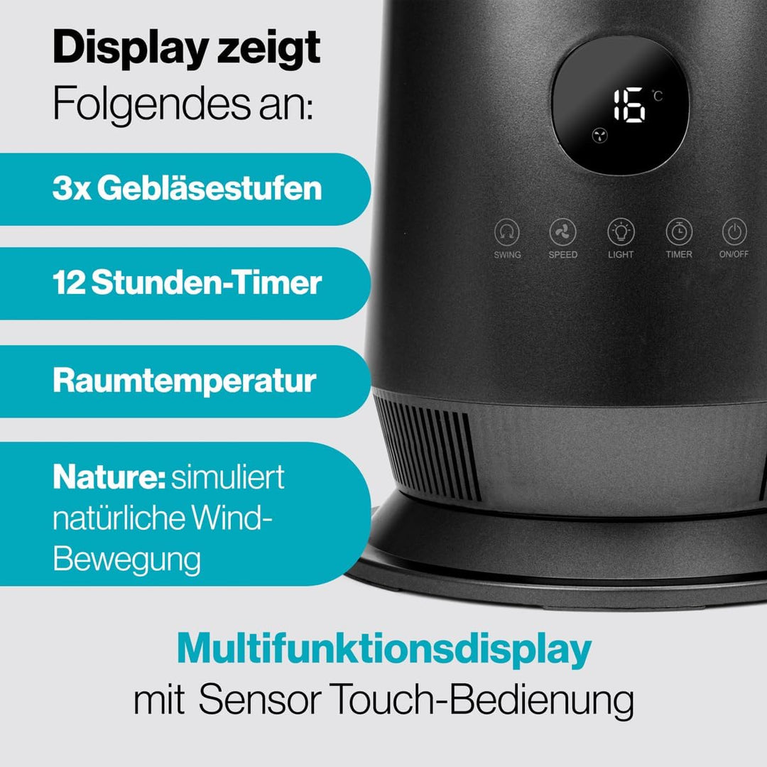 ProfiCare® Ventilator leise | flügelloser Turmventilator | mit Schwenkfunktion | 86cm hoch | inkl. F