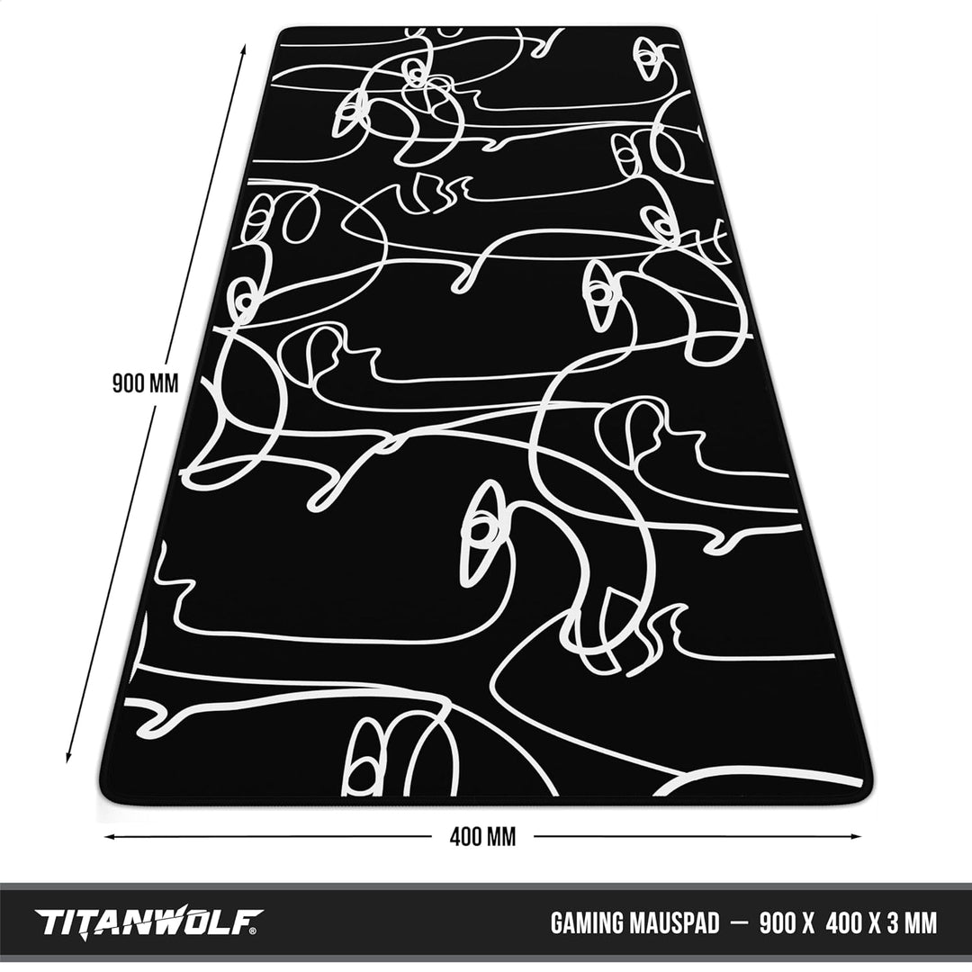 TITANWOLF - XXL Speed Gaming Mauspad 900 x 400mm - XXL Mousepad - Tischunterlage Large Size - verbes
