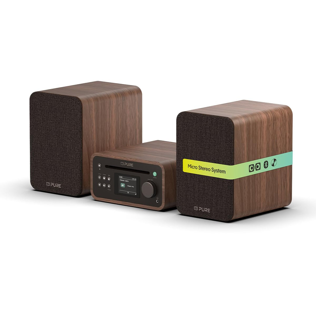 Pure Classic Stereo Mini Mikro HiFi Anlage mit CD-Player DAB+ Radio Bluetooth 5.3 USB AUX Kopfhörera