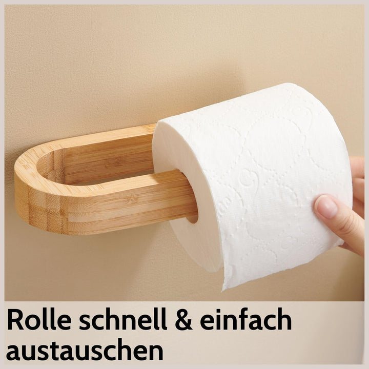 DEKAZIA® Toilettenpapierhalter Bambus | Toilettenpapierhalter Holz | Klopapierhalter Bambus | Klorol