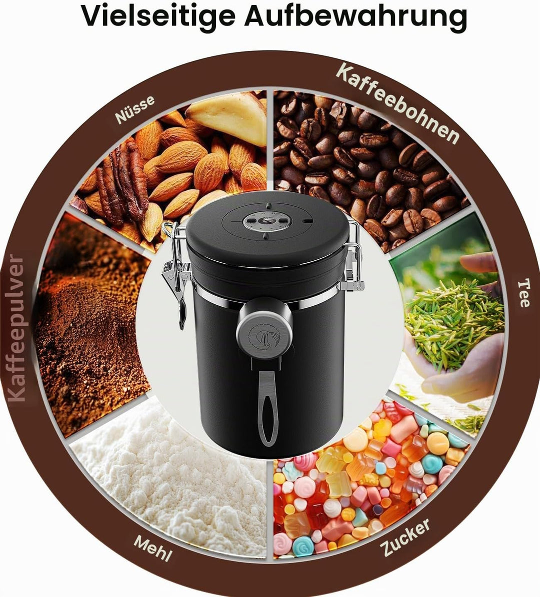 Coffee Gator Kaffeedose Edelstahl, Luftdicht Vorratsdose mit Deckel, Datum Tracker, CO2-Freigabevent