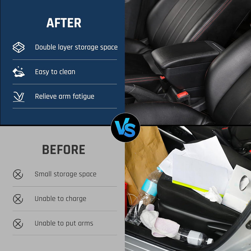 KAERGK Auto Armlehne für Astra H Doppelschicht Mittelkonsole Grosse Aufbewahrungsbox mit Becherhalte