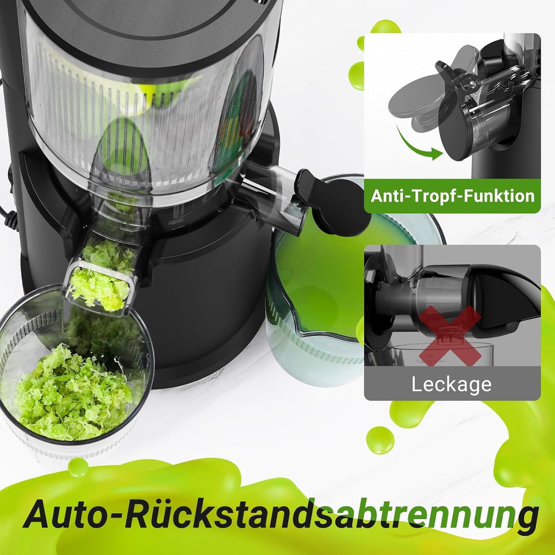 AOBOSI Slow Juicer 126MM Super Large Feed Chute for Whole Fruits and Vegetables, Kauender Entsafter