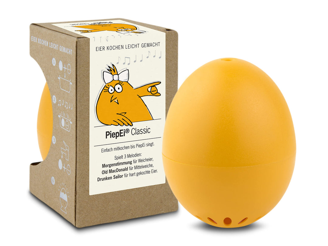 PiepEi Classic Orange - Singende Eieruhr zum Mitkochen - Eierkocher für 3 Härtegrade - Piep Ei mit 3